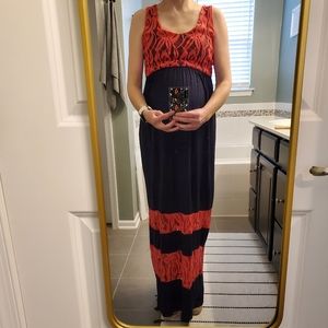 Pinkblush maternity coral lace colorblock maxi dress